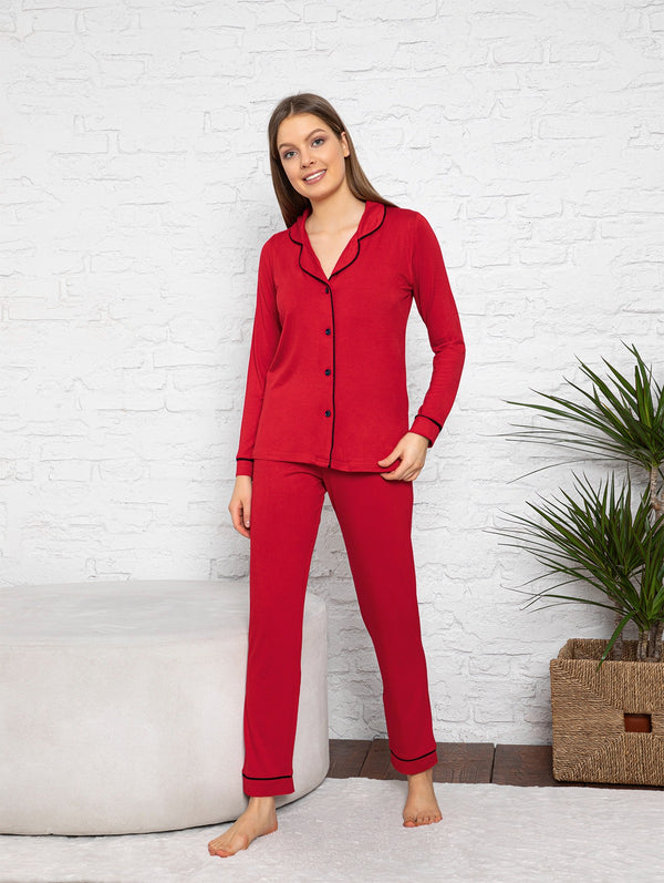 Classic red cotton nighties set