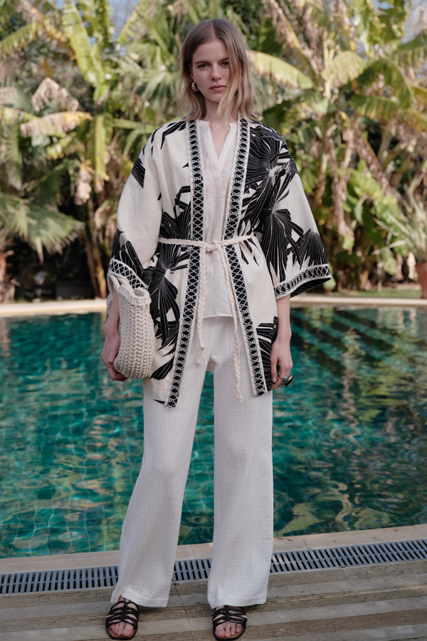 Tropical Embroidered Kimono Jacket