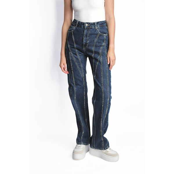 Vertical Stripe Denim Jeans