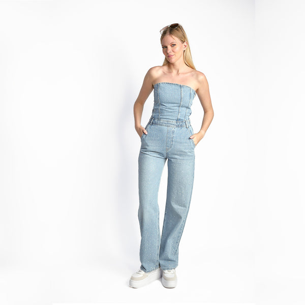 STRAPLESS DENIM DREAN JUMPSUIT