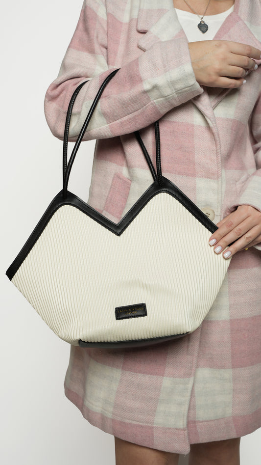 M Shape White Top Bag