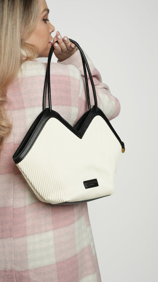 M Shape White Top Bag