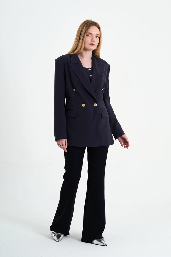 DOUBLE BREASTED BLAZER WITH METAL BUTTONS
