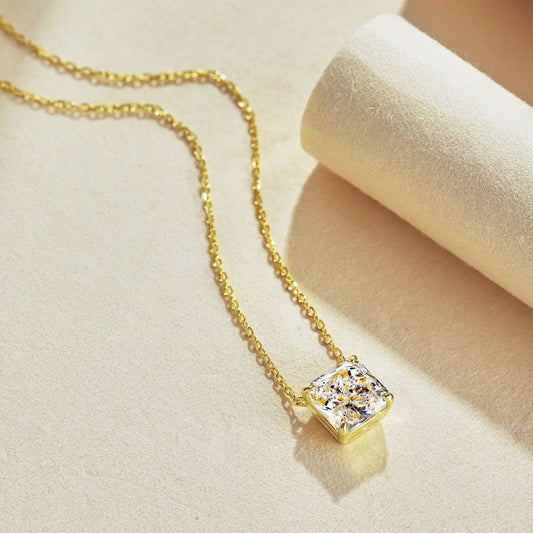 3ct Radiant Cut Square Diamond Necklace