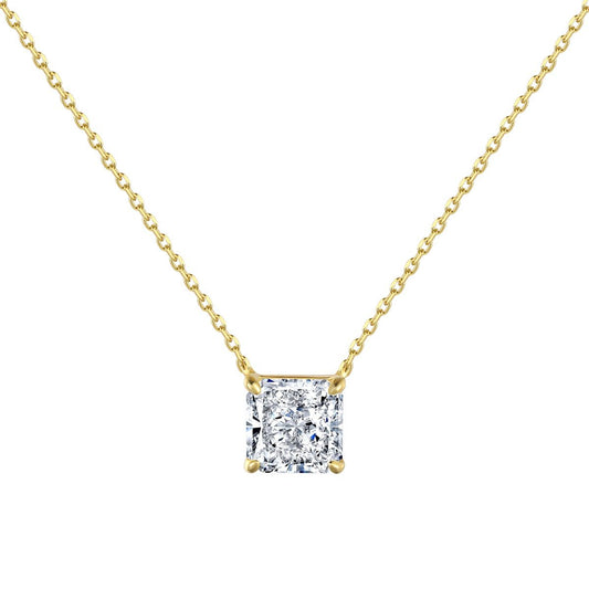 3ct Radiant Cut Square Diamond Necklace