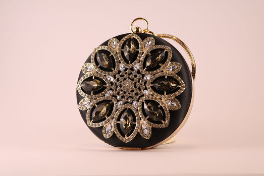 Black Spherical Studded Clutch