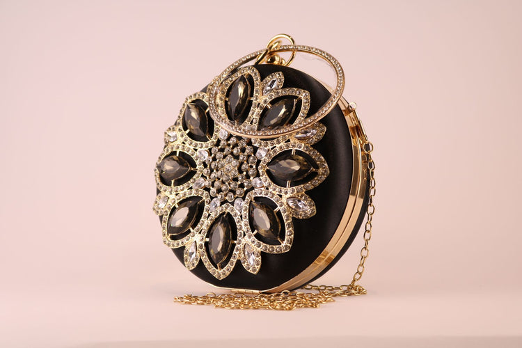 Black Spherical Studded Clutch