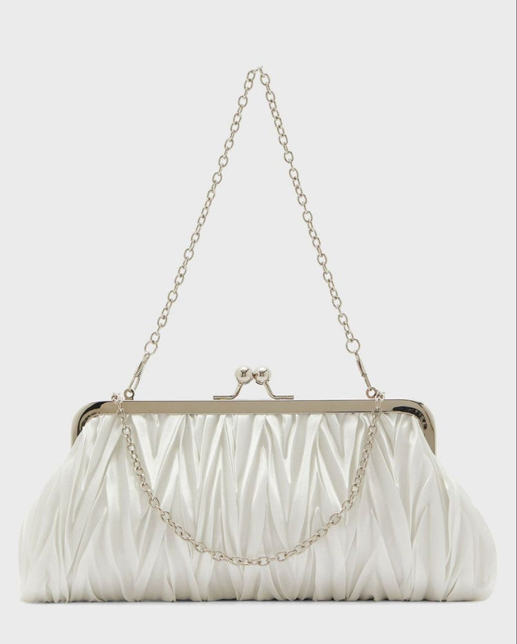 Pleated Satin Clutch Bag