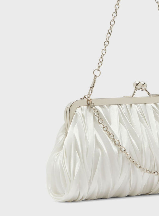 Pleated Satin Clutch Bag