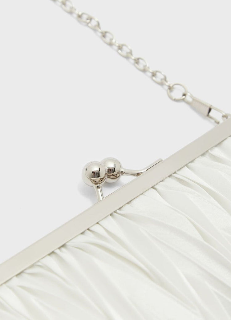 Pleated Satin Clutch Bag