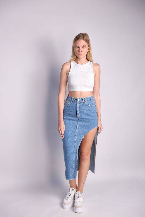 High-Waisted Asymmetrical Cargo Skirt
