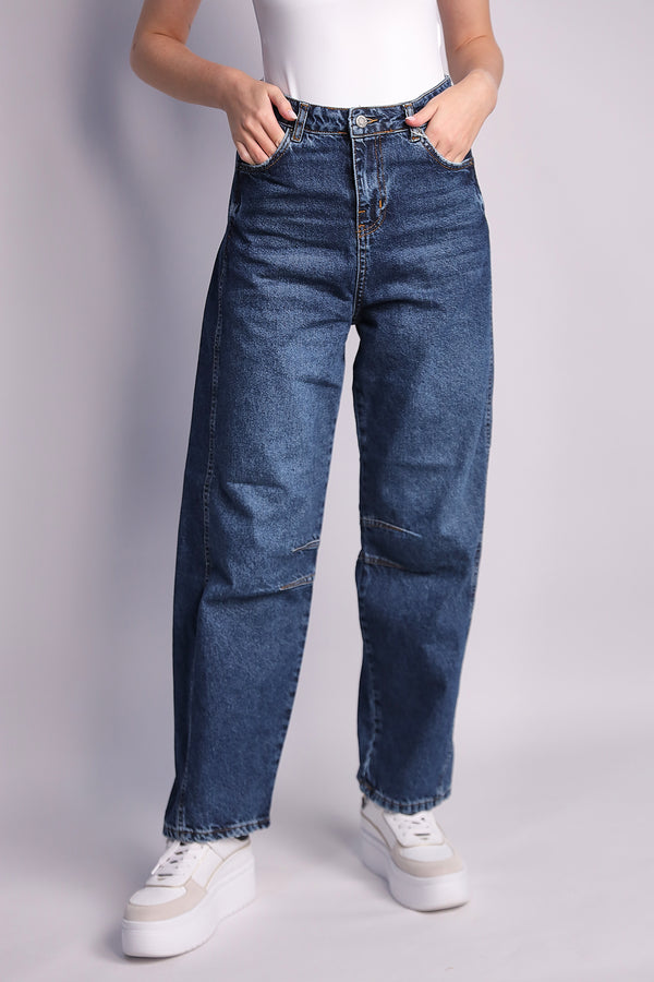 Relaxed Dark Wash High-Waisted Denim