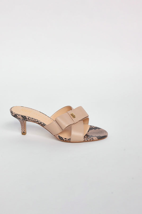 Snakeskin Charm Bow Sandals